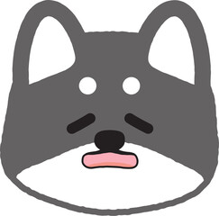 残念そうな顔をしているシンプルな黒柴のイラスト