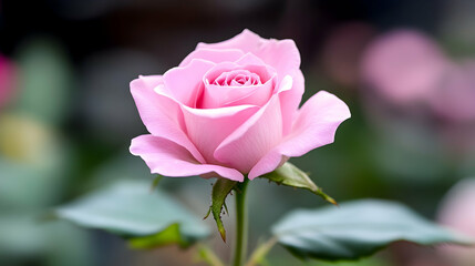 Pink Rose in Garden, Close-up