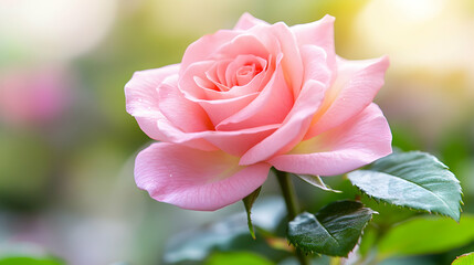 Pink Rose in Garden Sunlight