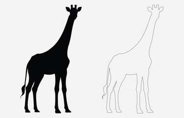 Giraffe silhouette vector art Illustration Isolated on white background