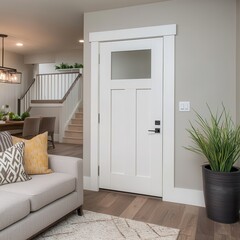 Modern interior with stylish door and cozy living space design.