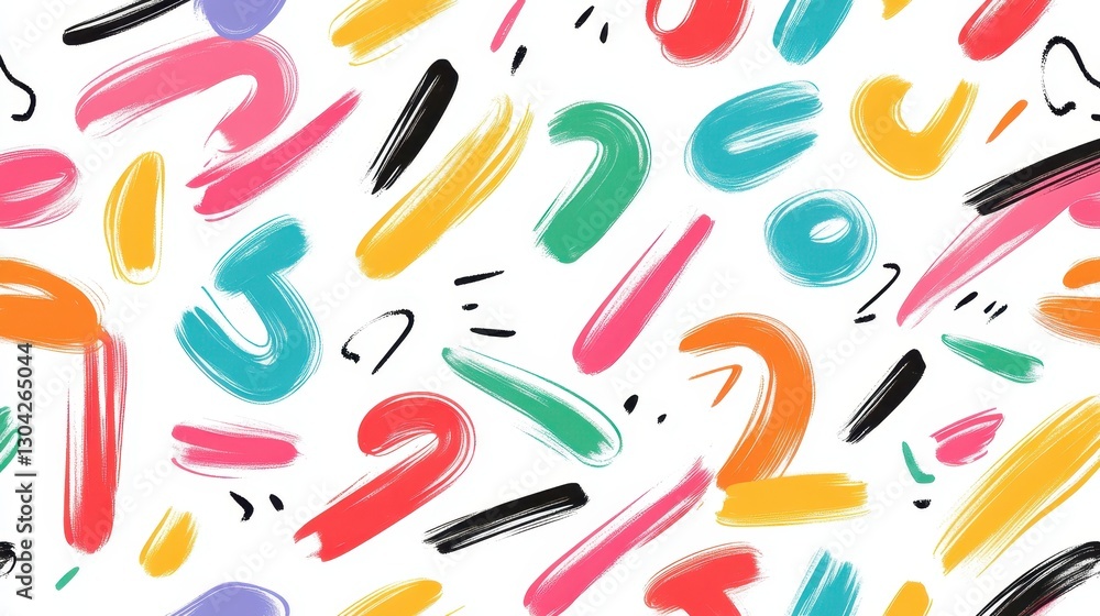 Poster vibrant brushstrokes painting dynamic pattern, overlapping multicolored shapes creating energetic ar