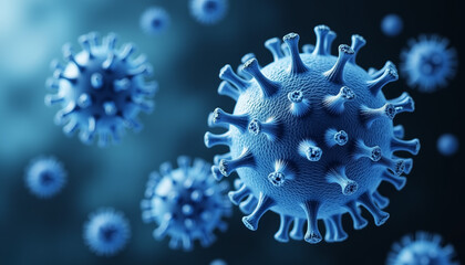 Detailed microscopic view of virus particles in cellular environment, biological study