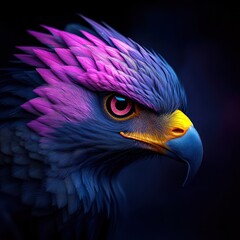 Fototapeta premium Majestic Hawk in Vibrant Pink and Purple Watercolor - Symbol of Freedom and Power