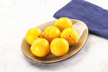 Ripe sweet and juicy Yellow Plums