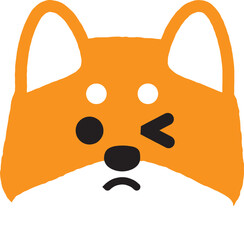 心配そうに片目をつむるシンプルな柴犬のイラスト
