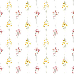 Seamless background, floral pattern with watercolor flowers. Repeat fabric wallpaper print texture. Perfectly for wrapped paper, backdrop.