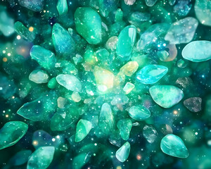 Naklejka premium Teal Gems Exploding; Cosmic Display