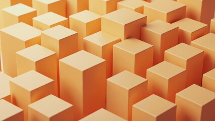 Obraz premium orange gradient background with cubes, orange abstract blocks, 3D Cube Arrangement Background, 3D orange background with cubes