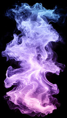 Fototapeta premium Colored smoke plume rising, swirling flow against black background