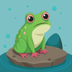 frog on a stone frog on the water