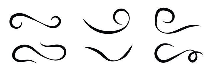 Swash and swooshes tails. Retro swishes and swashes for athletic typography, logos, baseball font. Set of hand lettering underlines lines. Vector underline stroke. Design concept element in eps 10.