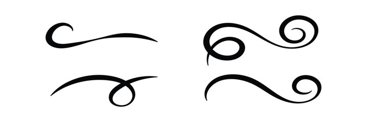 Swash and swooshes tails. Retro swishes and swashes for athletic typography, logos, baseball font. Set of hand lettering underlines lines. Vector underline stroke. Design concept element in eps 10.