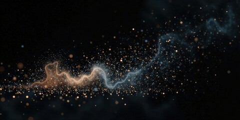 Obraz premium Abstract cosmic dust swirls in a dark expanse, creating a mesmerizing display of celestial particles and luminous energy.