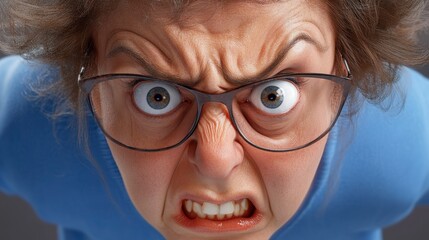 Angry Senior Woman Close Up Portrait