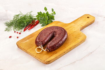 Delicious dry cured beef basturma on table, closeup