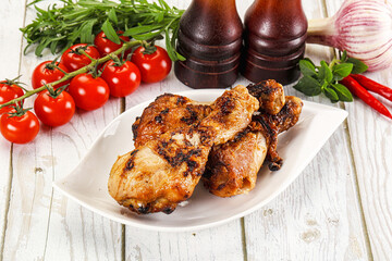 Hot and tasty chicken drumstick barbecue