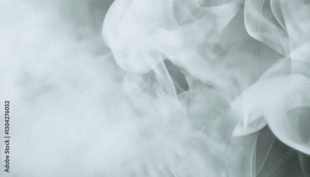 Poster ethereal swirling white mist on a dark background, abstract fog texture with soft flowing shapes, ideal for overlays and atmospheric design

