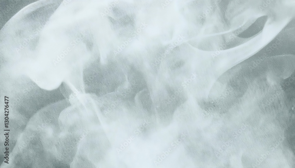 Poster ethereal swirling white mist on a dark background, abstract fog texture with soft flowing shapes, ideal for overlays and atmospheric design

