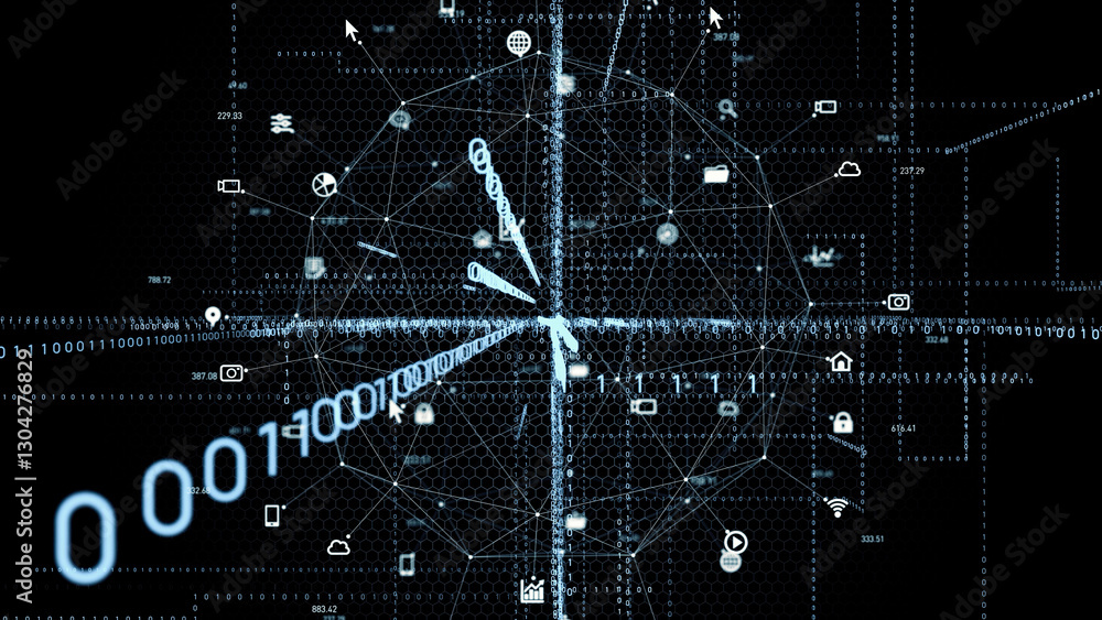 Aufkleber Digital transformation concept. System engineering. Binary code. Programming.