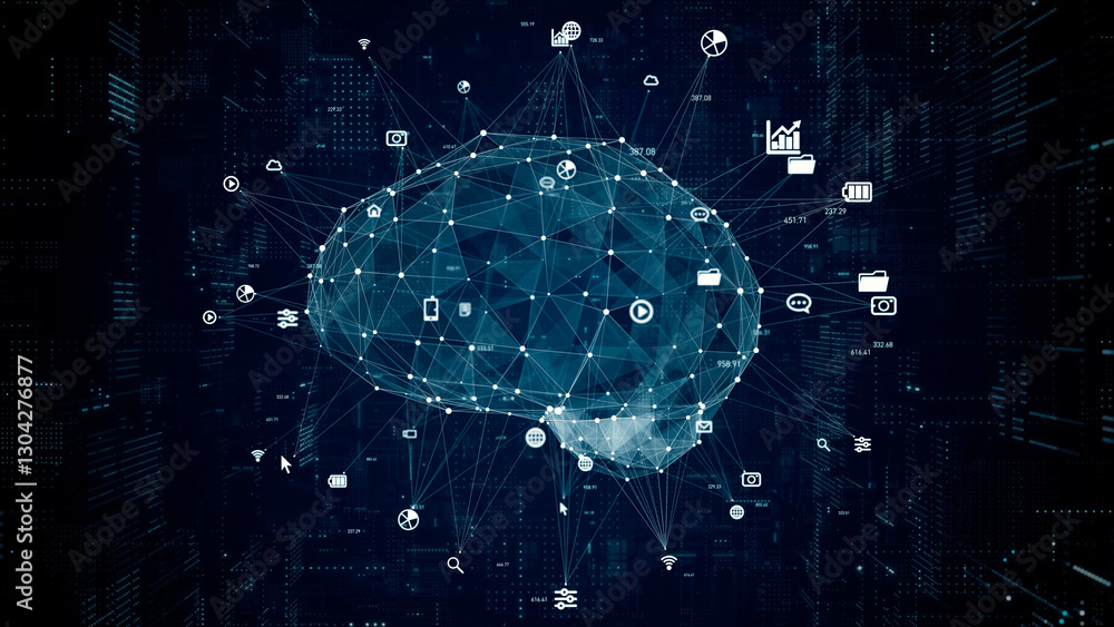 Aufkleber ai (artificial intelligence) concept. communication network.