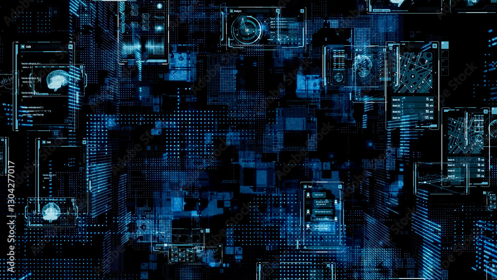 Fototapete Digital transformation concept. System engineering. GUI (Graphical User Interface).