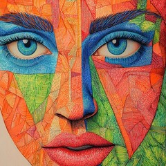 Sliced face, Creative pattern, vivid colours