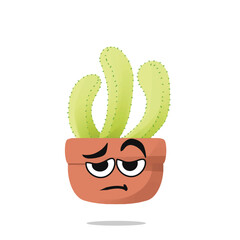 tired cactus mascot illustration for design. cute and playful concept.  wild, bloom, nature, thorny, desert, and plant themes themes