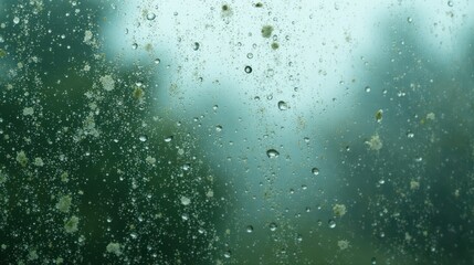 A Close-Up View of Water Droplets and Organic Matter on a Glass Surface