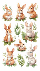 Adorable Bunnies Posing Amidst Green Foliage
