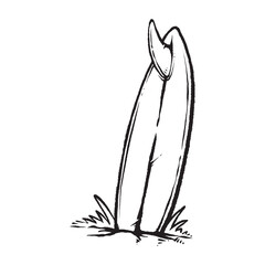 Vintage Black and White Surfing Vector Illustration