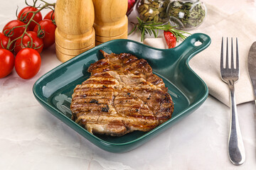 Grilled pork neck sirloin steak