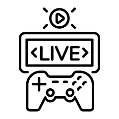 A line style icon of a gamepad depicting live gaming 