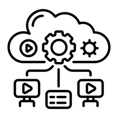 A line style icon of cloud streaming technology 