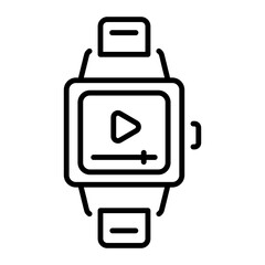 A linear icon of playing smartwatch video 
