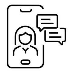 Online chatting on a mobile, line style icon 