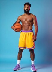 Muscular Black Basketball Player Studio Shot - Diversity & Inclusion