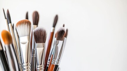 Fototapeta premium High-Resolution Image of Elegant Makeup Brushes with Varied Shapes and Luxurious Finishes