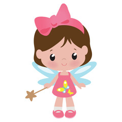 Cute little  garden fairy  vector cartoon illustration