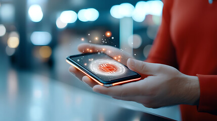 Seamless cryptocurrency payment experience using smartphone app urban setting modern technology user friendly interface digital finance concept