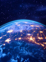 Obraz premium Earth's Nightlights from Space, Showing City Glow