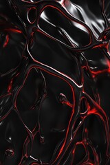 Obraz premium black smooth glossy metal long sprouts, neural, organic flowing wires