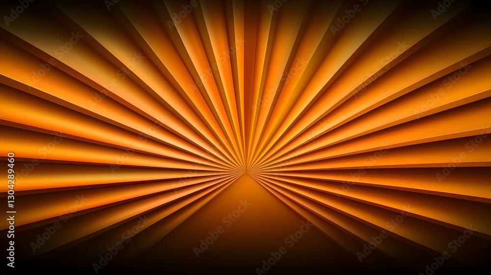 Poster the image contains an abstract design of radiating orange lines converging to a point in the center,