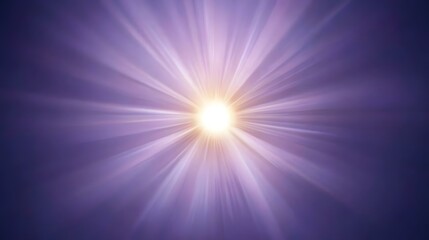 Obraz premium The image shows a bright, radiant light emanating from the center, with streaks of purple and white light extending outwards, creating a starburst effect against a deep purple background.