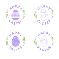 Vector set of flat designed Easter icons. Easter design element.