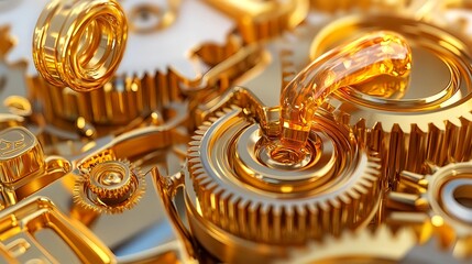 Golden Gears & Oil: Precision Machinery - Abstract backgrounds