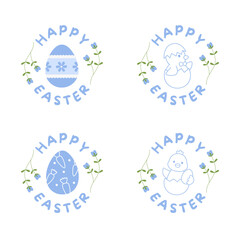 Fototapeta premium Vector set of flat designed Easter icons. Easter design element.