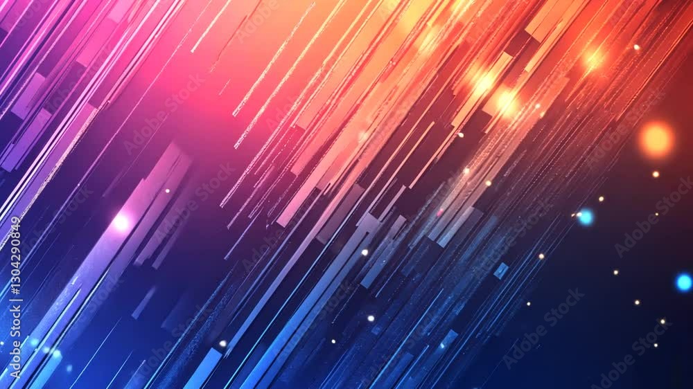 Poster dynamic and modern motion graphics with colorful light streaks and sparkling particles