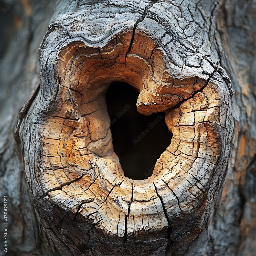 Poster ancient tree trunk hole rustic texture nature image