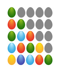 Five Easter mood rating icon vector illustration isolated on white background. Feedback ranking system from 1 to 5. Set of Easter eggs.